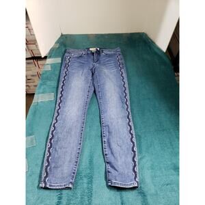 Gap Jeans Size 24 Petite Womens Blue Striped Stretch Pants Mid Rise True Skinny